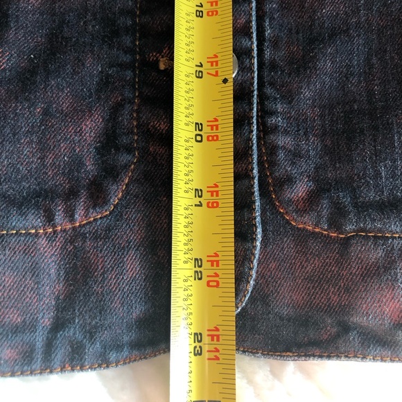 Chico’s Denim Dark Blue & Rust Red Stone Wash Jacket - Size 2 large - Picture 6 of 15